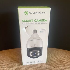 Symynelec P4 White Smart Light Bulb Security Camera With Alexa Google - New!